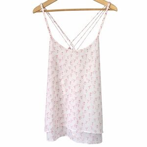 Twik Flamingo Print Crisscross Back Camisole Tank Top Large